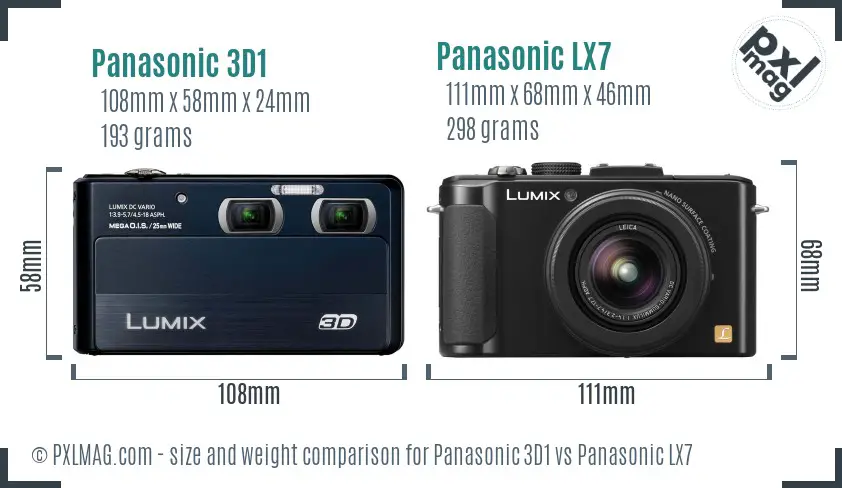 Panasonic 3D1 vs Panasonic LX7 size comparison