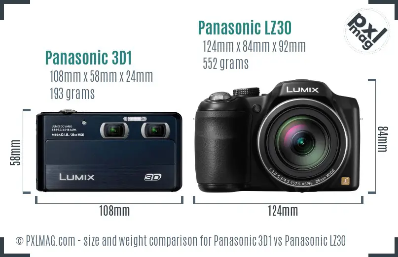 Panasonic 3D1 vs Panasonic LZ30 size comparison