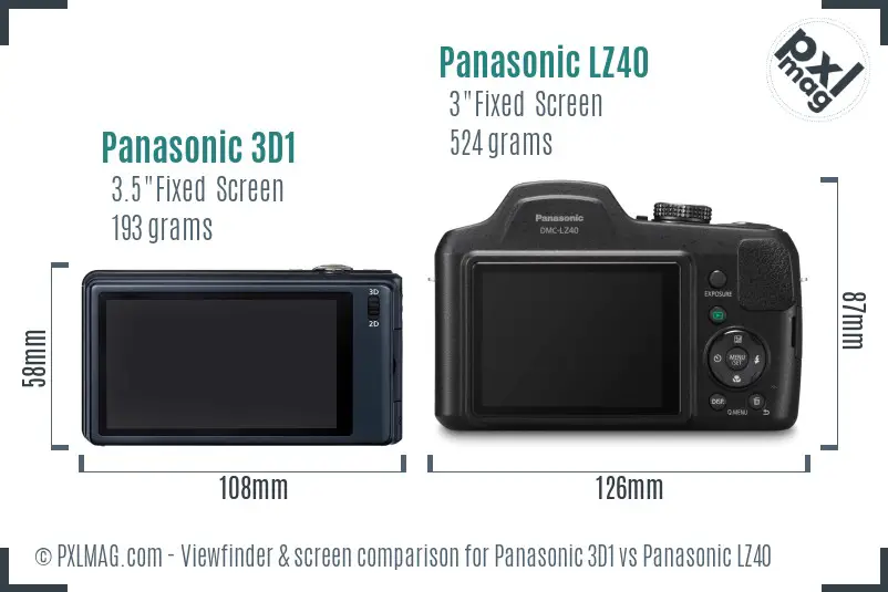 Panasonic 3D1 vs Panasonic LZ40 Screen and Viewfinder comparison