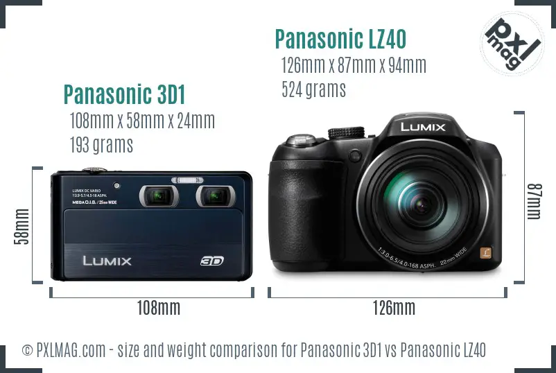 Panasonic 3D1 vs Panasonic LZ40 size comparison