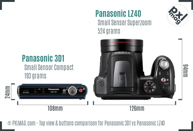 Panasonic 3D1 vs Panasonic LZ40 top view buttons comparison