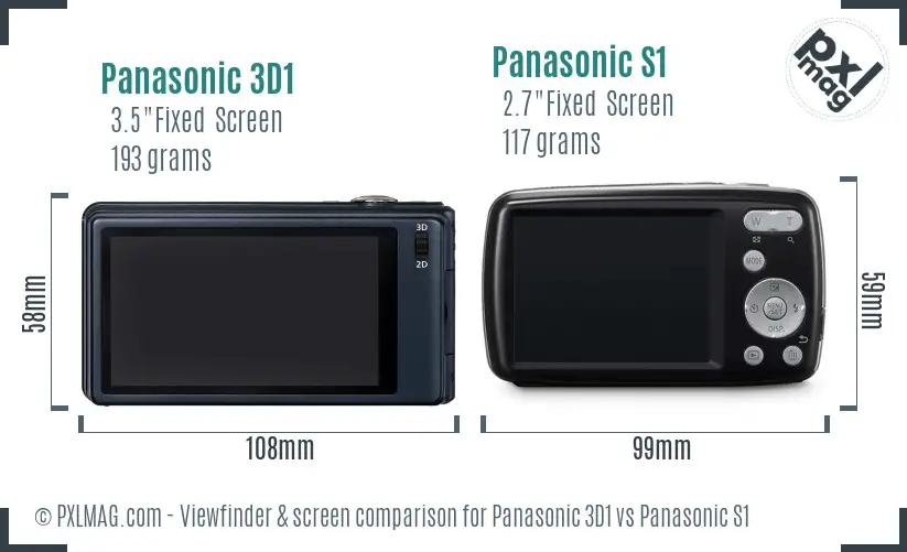 Panasonic 3D1 vs Panasonic S1 Screen and Viewfinder comparison