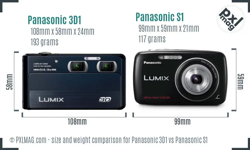 Panasonic 3D1 vs Panasonic S1 size comparison