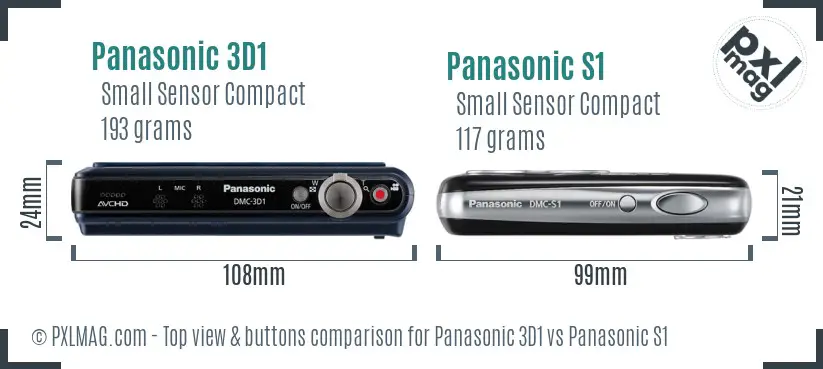 Panasonic 3D1 vs Panasonic S1 top view buttons comparison