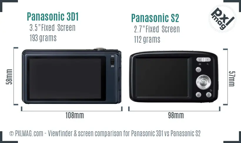 Panasonic 3D1 vs Panasonic S2 Screen and Viewfinder comparison