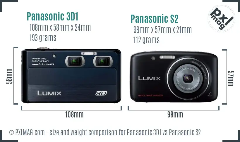 Panasonic 3D1 vs Panasonic S2 size comparison