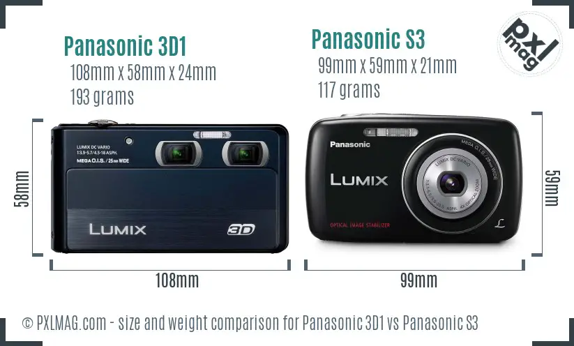 Panasonic 3D1 vs Panasonic S3 size comparison
