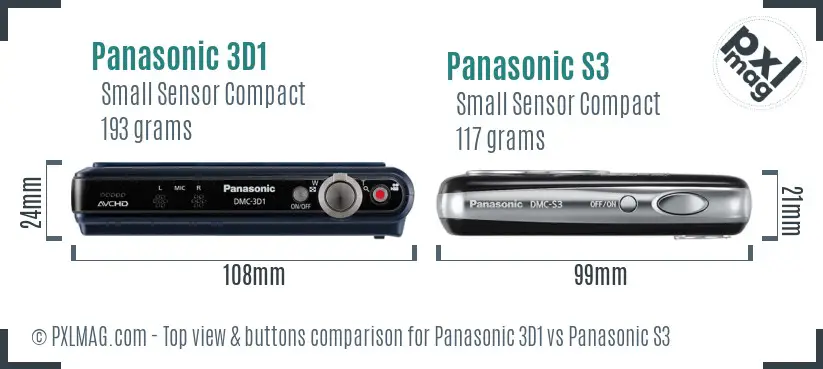 Panasonic 3D1 vs Panasonic S3 top view buttons comparison
