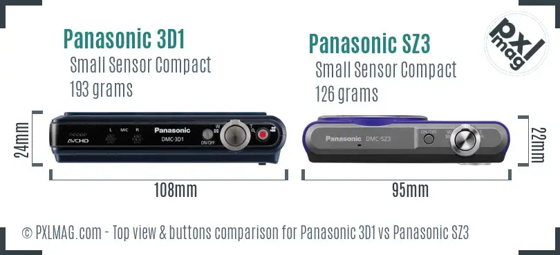 Panasonic 3D1 vs Panasonic SZ3 top view buttons comparison