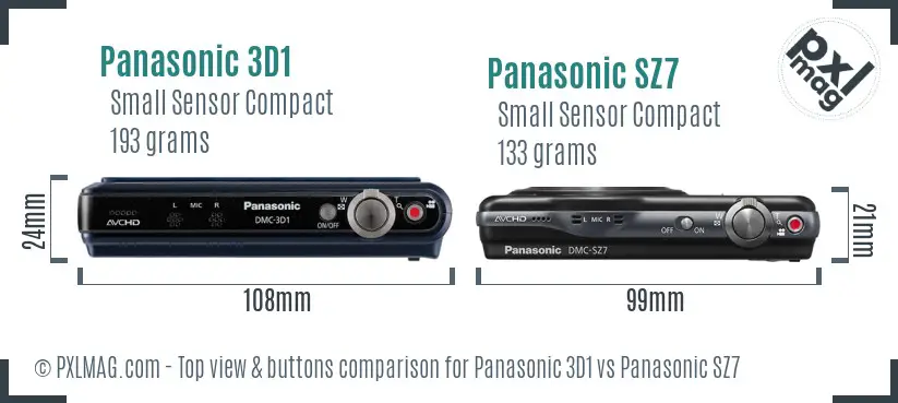 Panasonic 3D1 vs Panasonic SZ7 top view buttons comparison