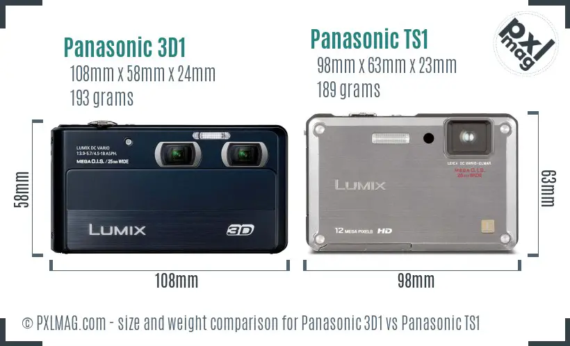 Panasonic 3D1 vs Panasonic TS1 size comparison