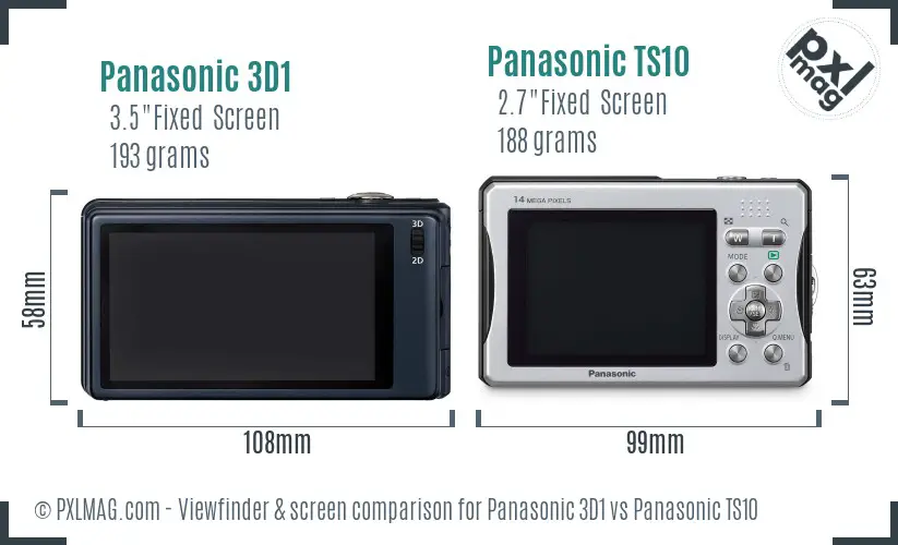 Panasonic 3D1 vs Panasonic TS10 Screen and Viewfinder comparison