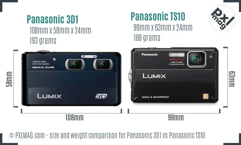 Panasonic 3D1 vs Panasonic TS10 size comparison