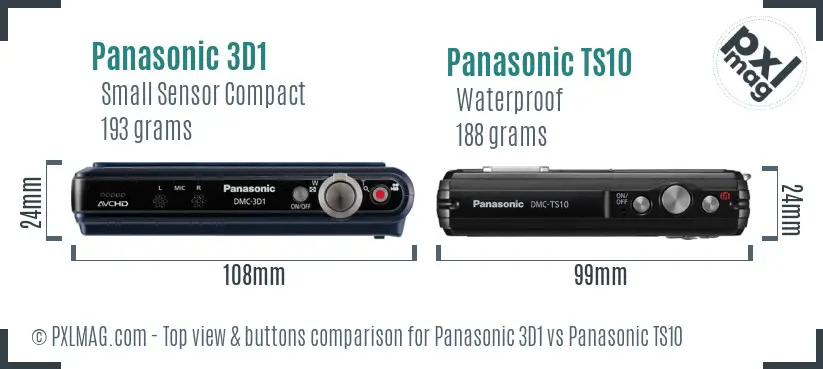 Panasonic 3D1 vs Panasonic TS10 top view buttons comparison