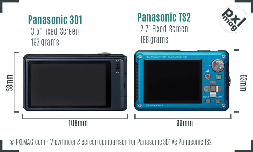 Panasonic 3D1 vs Panasonic TS2 Screen and Viewfinder comparison