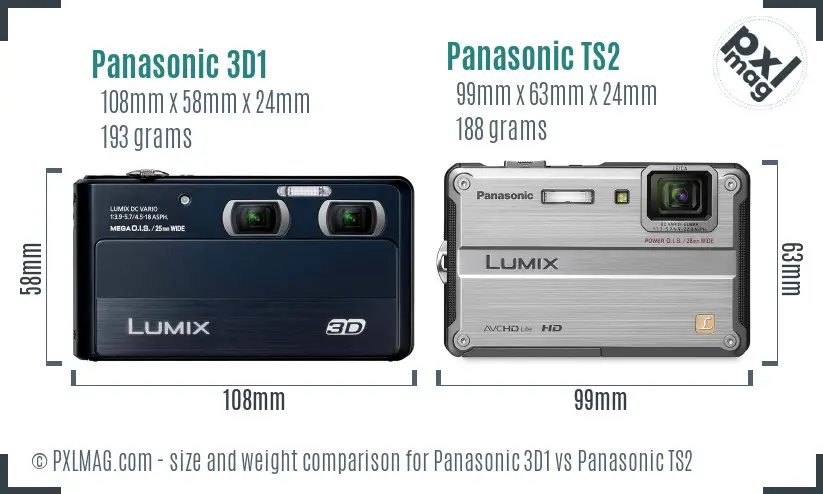 Panasonic 3D1 vs Panasonic TS2 size comparison