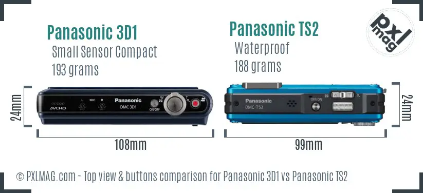 Panasonic 3D1 vs Panasonic TS2 top view buttons comparison