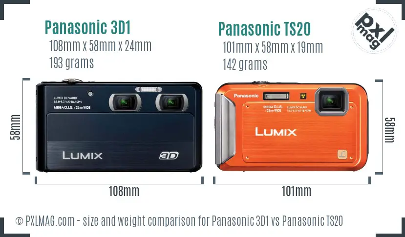 Panasonic 3D1 vs Panasonic TS20 size comparison