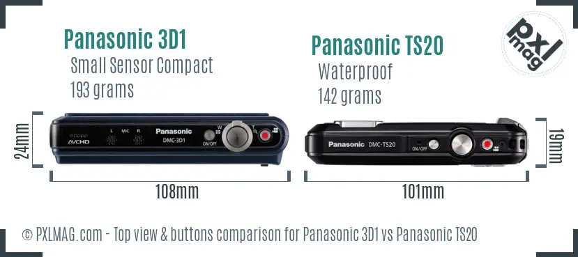 Panasonic 3D1 vs Panasonic TS20 top view buttons comparison