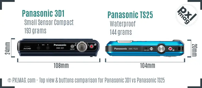 Panasonic 3D1 vs Panasonic TS25 top view buttons comparison