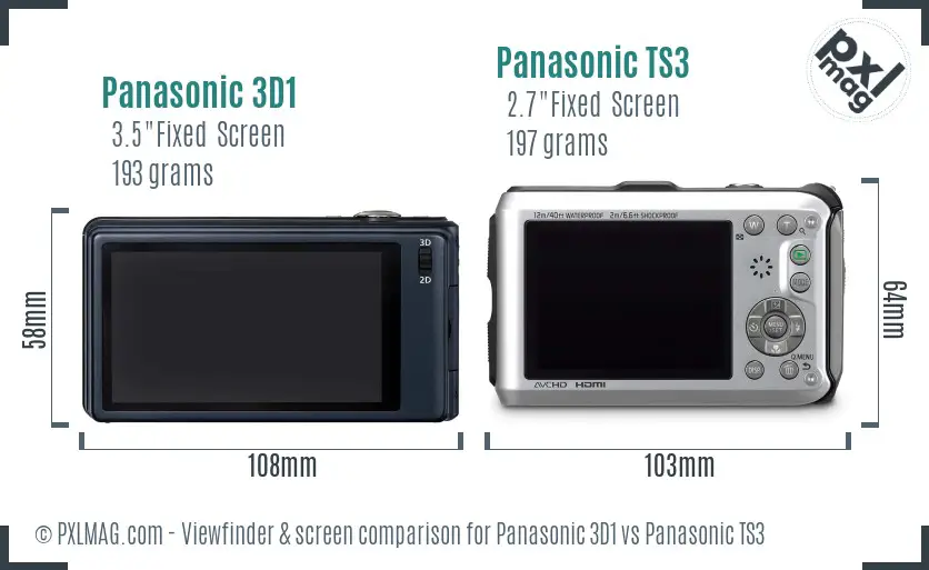 Panasonic 3D1 vs Panasonic TS3 Screen and Viewfinder comparison
