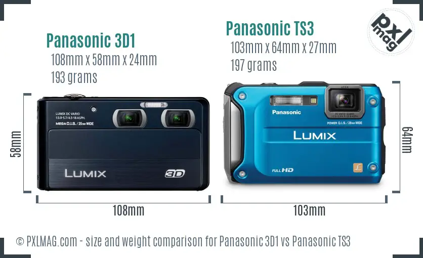 Panasonic 3D1 vs Panasonic TS3 size comparison