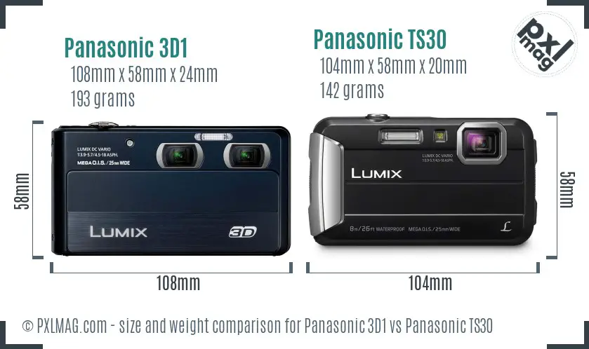 Panasonic 3D1 vs Panasonic TS30 size comparison