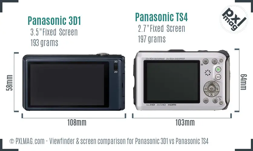 Panasonic 3D1 vs Panasonic TS4 Screen and Viewfinder comparison