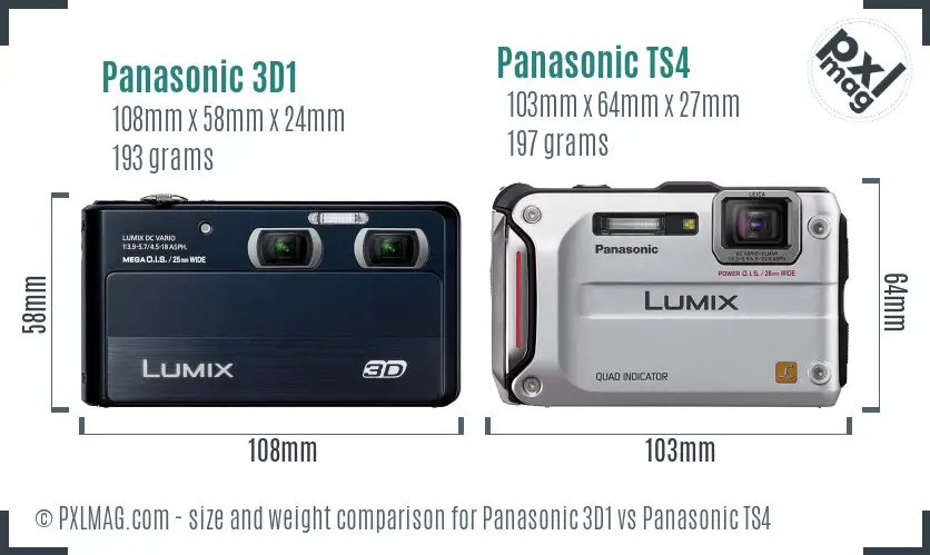 Panasonic 3D1 vs Panasonic TS4 size comparison