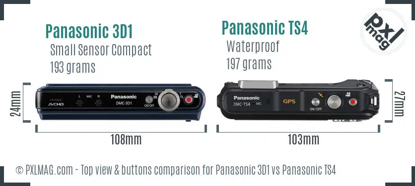 Panasonic 3D1 vs Panasonic TS4 top view buttons comparison