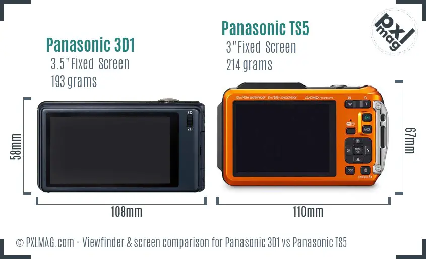 Panasonic 3D1 vs Panasonic TS5 Screen and Viewfinder comparison