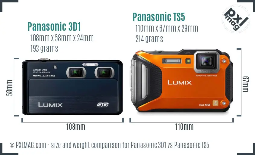 Panasonic 3D1 vs Panasonic TS5 size comparison