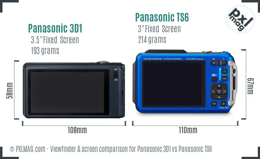 Panasonic 3D1 vs Panasonic TS6 Screen and Viewfinder comparison