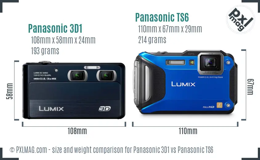Panasonic 3D1 vs Panasonic TS6 size comparison
