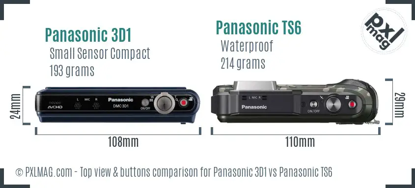 Panasonic 3D1 vs Panasonic TS6 top view buttons comparison