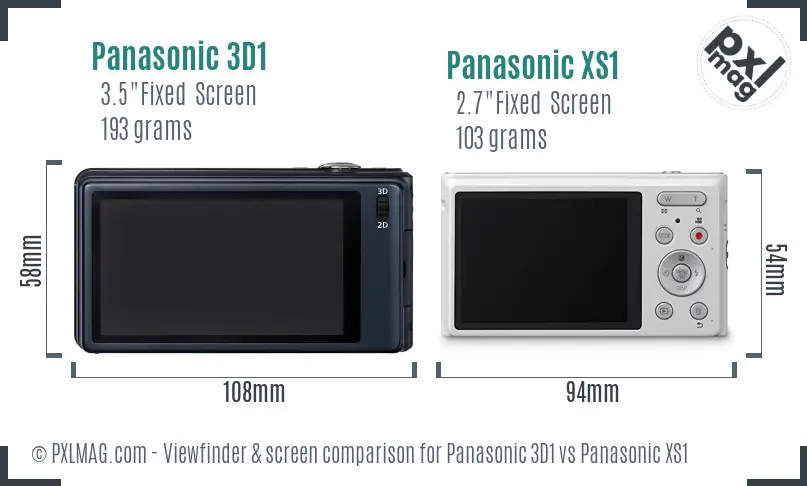 Panasonic 3D1 vs Panasonic XS1 Screen and Viewfinder comparison