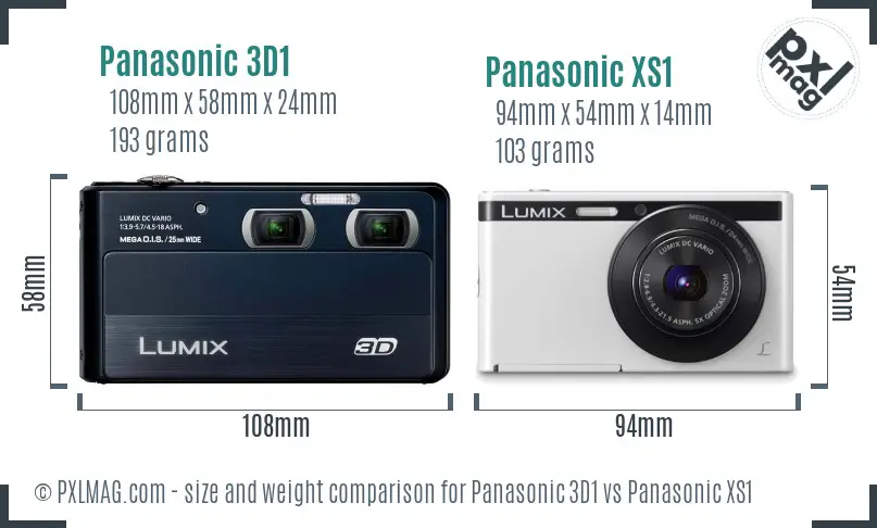 Panasonic 3D1 vs Panasonic XS1 size comparison