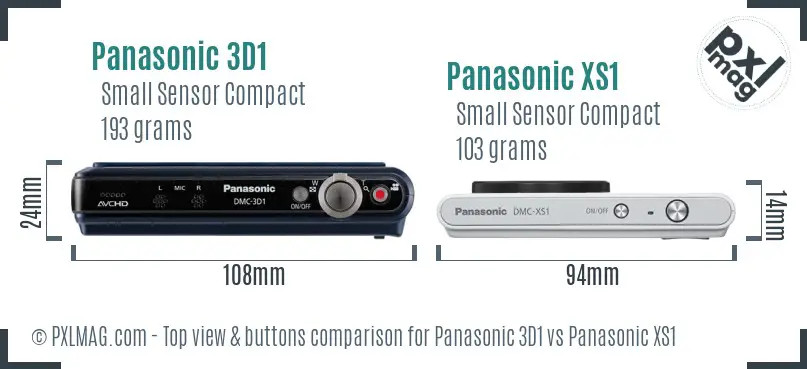 Panasonic 3D1 vs Panasonic XS1 top view buttons comparison