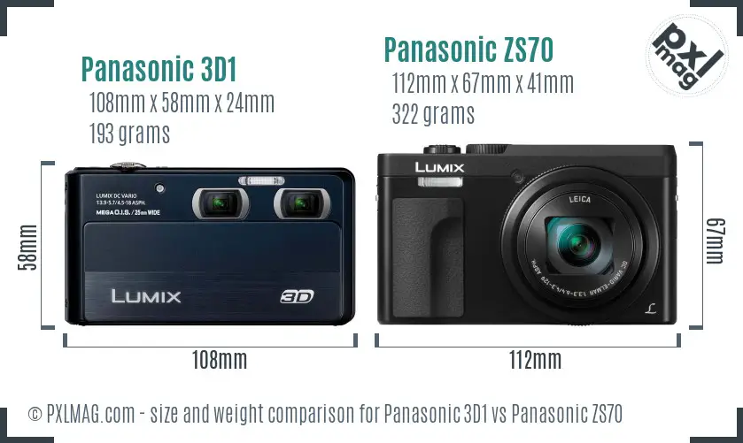 Panasonic 3D1 vs Panasonic ZS70 size comparison