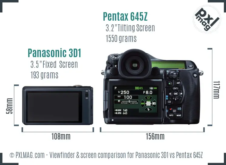 Panasonic 3D1 vs Pentax 645Z Screen and Viewfinder comparison