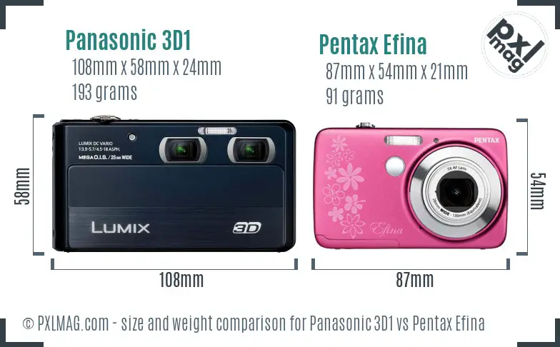 Panasonic 3D1 vs Pentax Efina size comparison