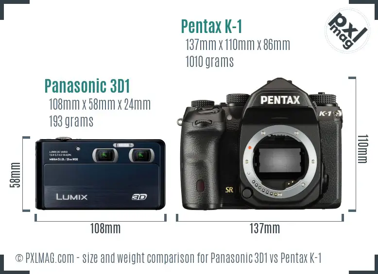 Panasonic 3D1 vs Pentax K-1 size comparison