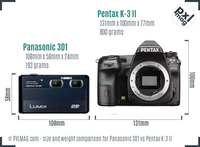Panasonic 3D1 vs Pentax K-3 II size comparison