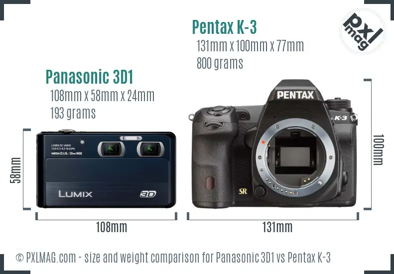 Panasonic 3D1 vs Pentax K-3 size comparison
