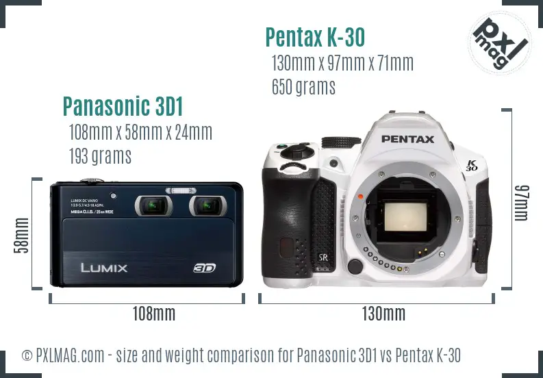 Panasonic 3D1 vs Pentax K-30 size comparison