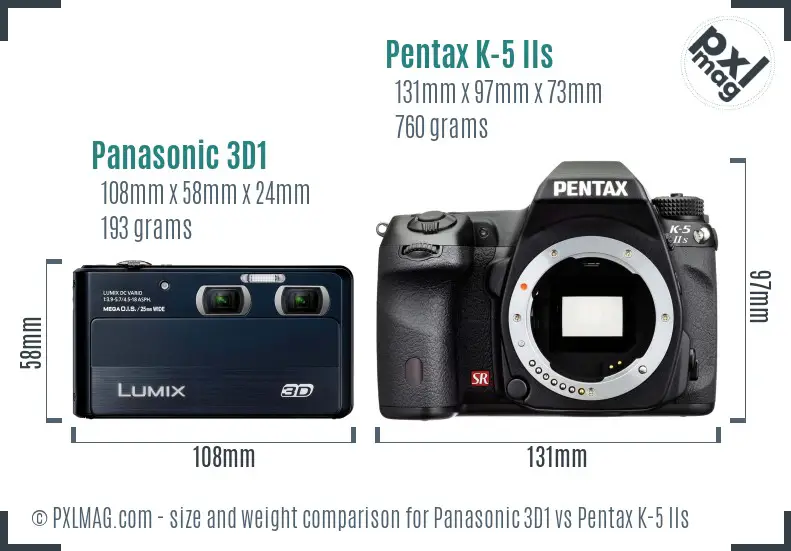 Panasonic 3D1 vs Pentax K-5 IIs size comparison