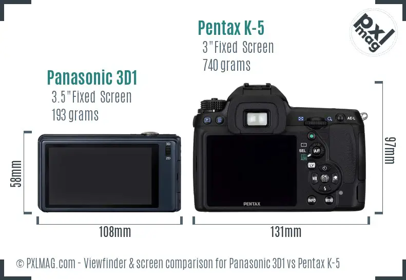 Panasonic 3D1 vs Pentax K-5 Screen and Viewfinder comparison