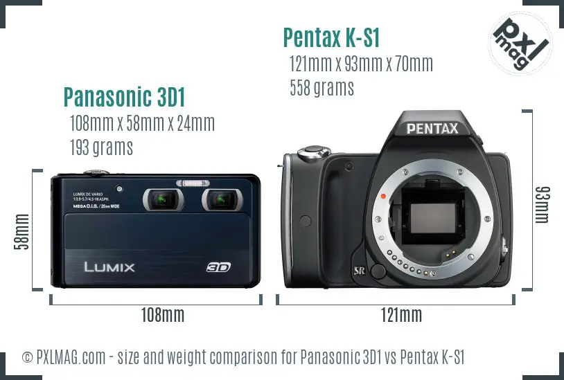 Panasonic 3D1 vs Pentax K-S1 size comparison