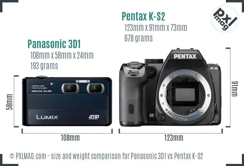 Panasonic 3D1 vs Pentax K-S2 size comparison