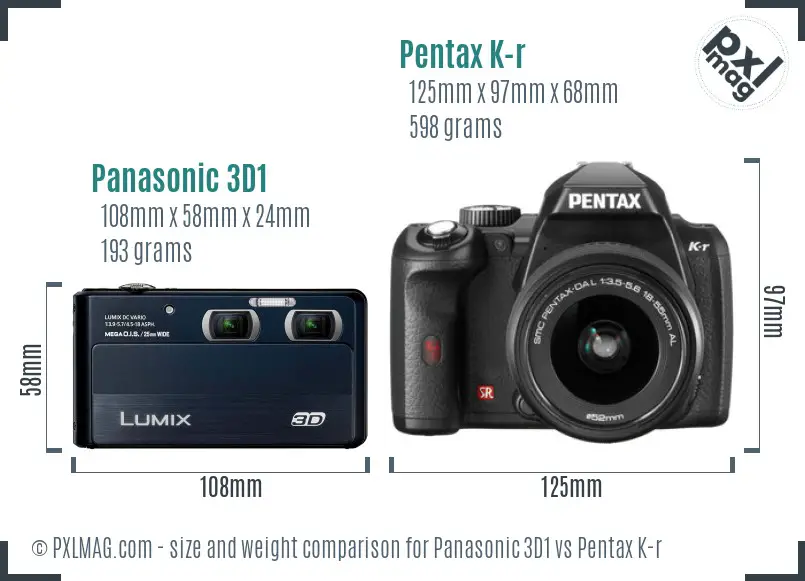 Panasonic 3D1 vs Pentax K-r size comparison